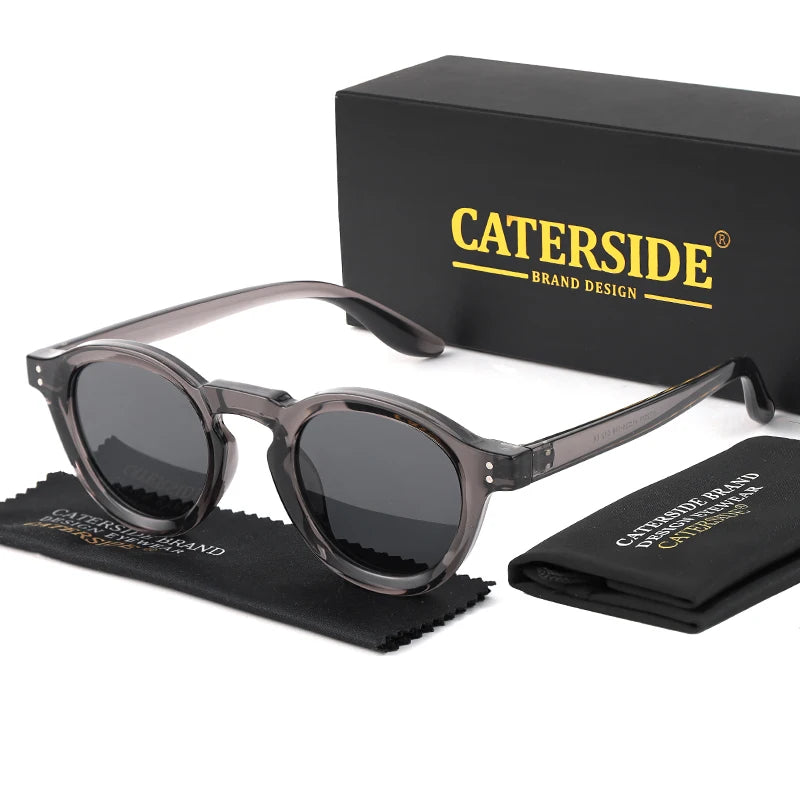 CATERSIDE Round Polarized Sunglasses Men Vintage TR90 Frame High-Quality Sun Glasses for Women Driving Fishing Eyewear UV400