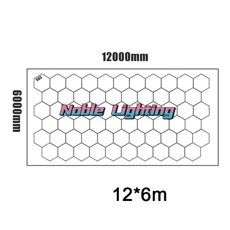 4x8M Garage Barbershop Gym Led Ceiling Light Hexagon Light 110V-240V Honeycomb Led Customized for Auto Car Detailing Workshop