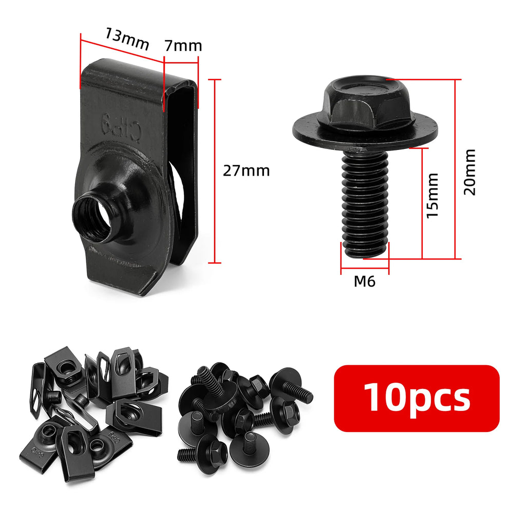 Car Body Bolts U Type Nut Clips Automobile Bumper Fender Rivet Engine Cover Undertray Splash Shield Guard Liner Screws Clips