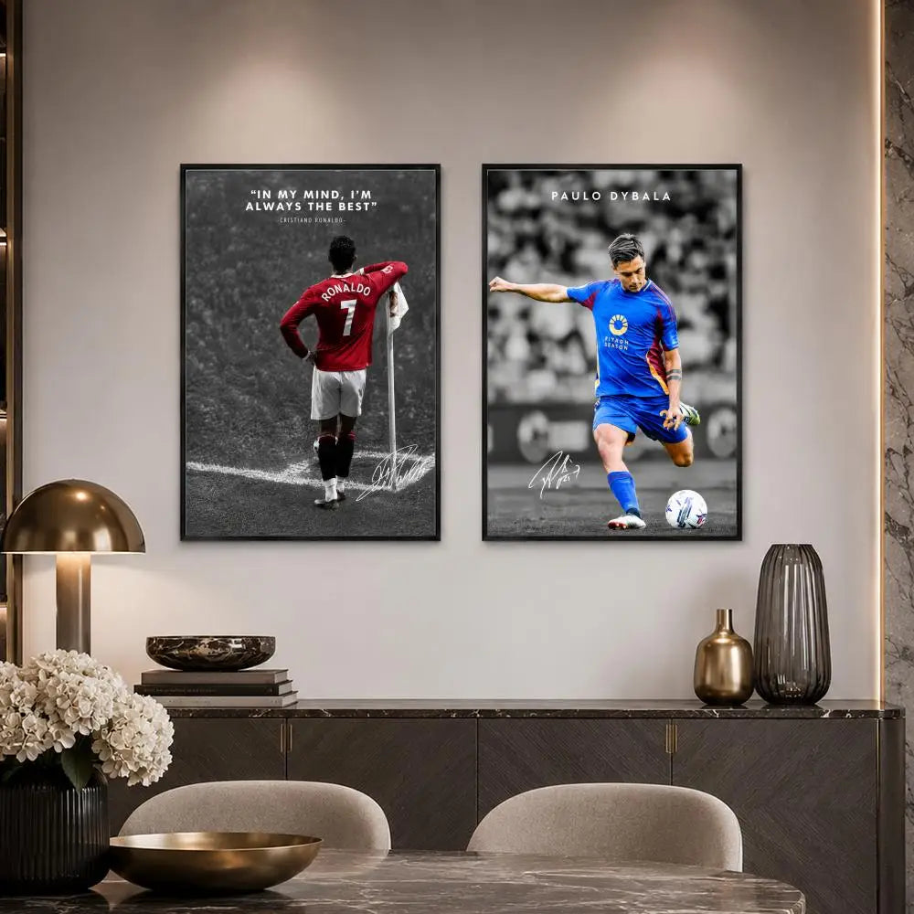 S-occer Sport Player Portrait Poster High-Definition Waterproof Eco-Friendly Non-fading For Kitchen Bathroom Wall Bedroom Decor