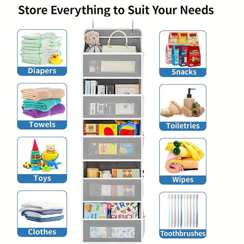 5-Shelf Hanging Storage Organizer - Behind Door, Anti-Tilt, 5 Large Capacity Pockets, Suitable for Bedroom, Bathroom
