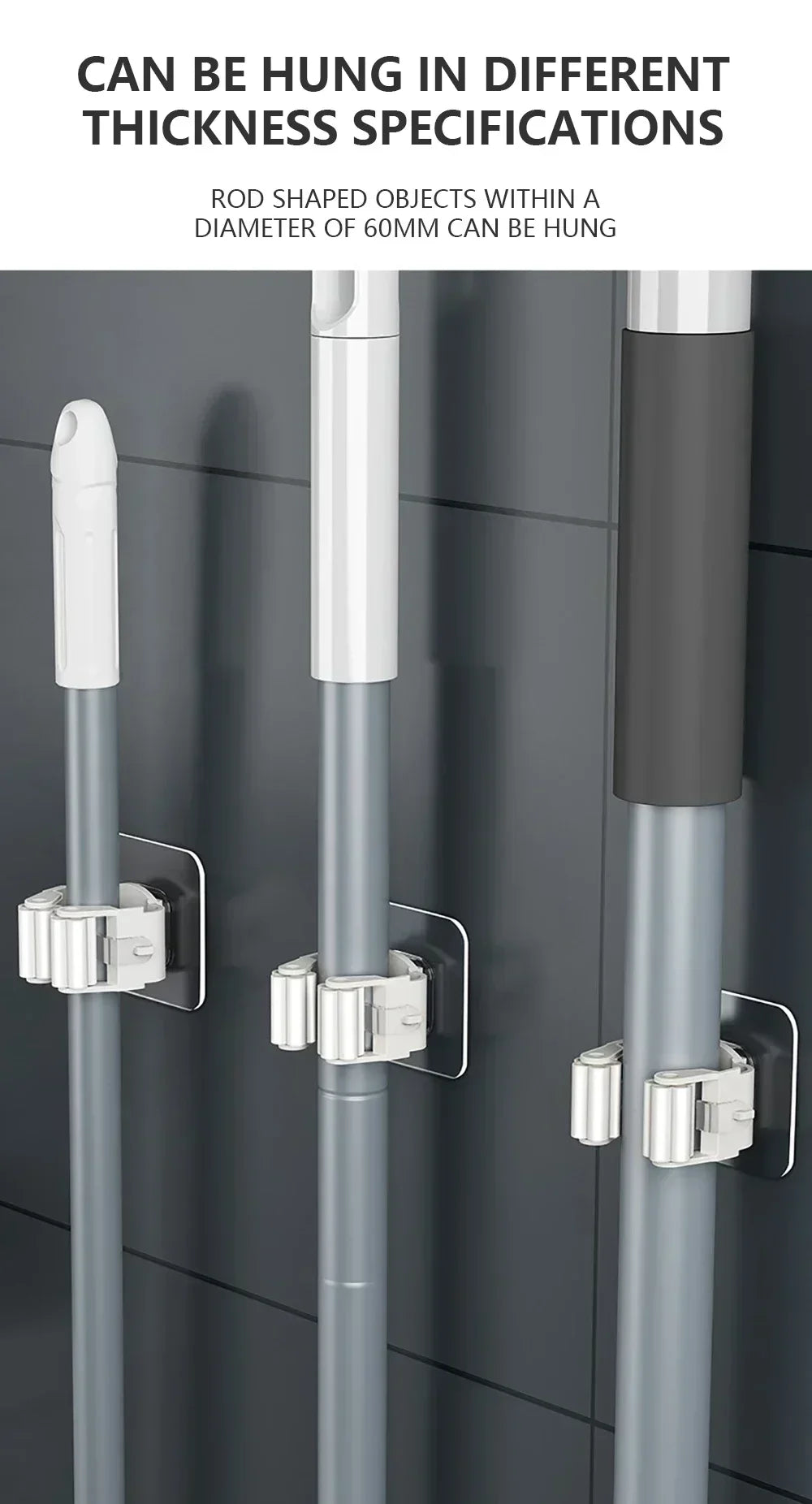 Home Storage Rack Wall Hanging Shelf Bathroom Shower Holder Storage Traceless Hook Mop Organizer Waterproof Broom Hanger