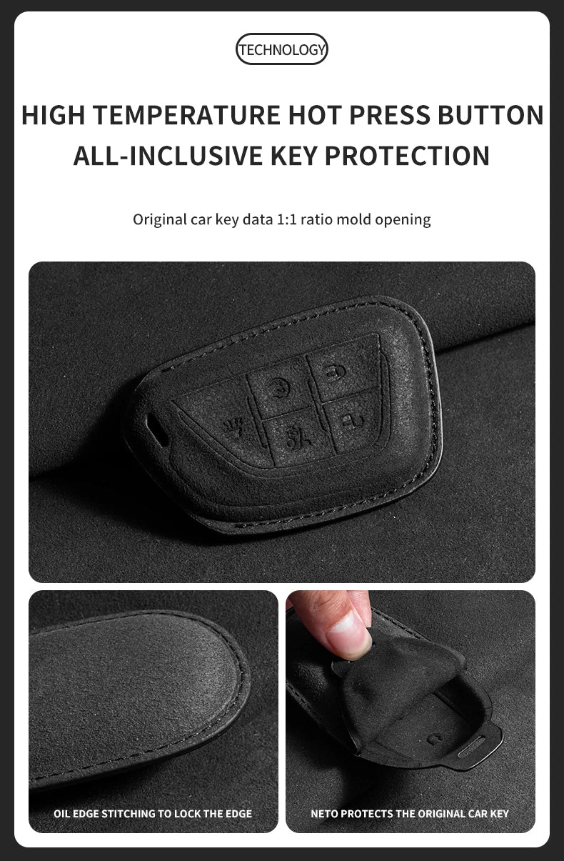Suede Car Key Case Cover For Cadillac CT4 CT5 ATS CT6 CTS DTS XT5 Escalade ESV SRX STS XT4 Car Key Protective Shell Accessories
