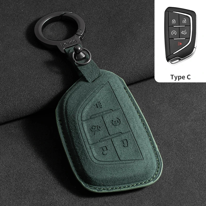 Suede Car Key Case Cover For Cadillac CT4 CT5 ATS CT6 CTS DTS XT5 Escalade ESV SRX STS XT4 Car Key Protective Shell Accessories