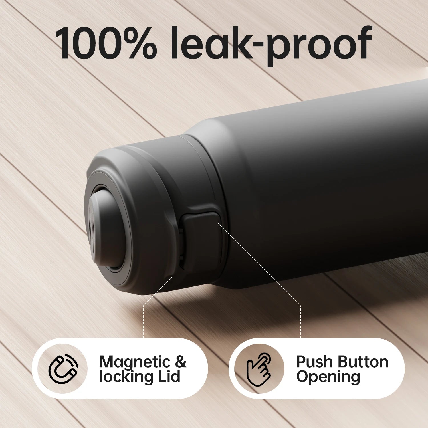 Fjbottle Bouteille thermos magnétique en acier inoxydable, gourde de sport avec support téléphone et couvercle rebondissant