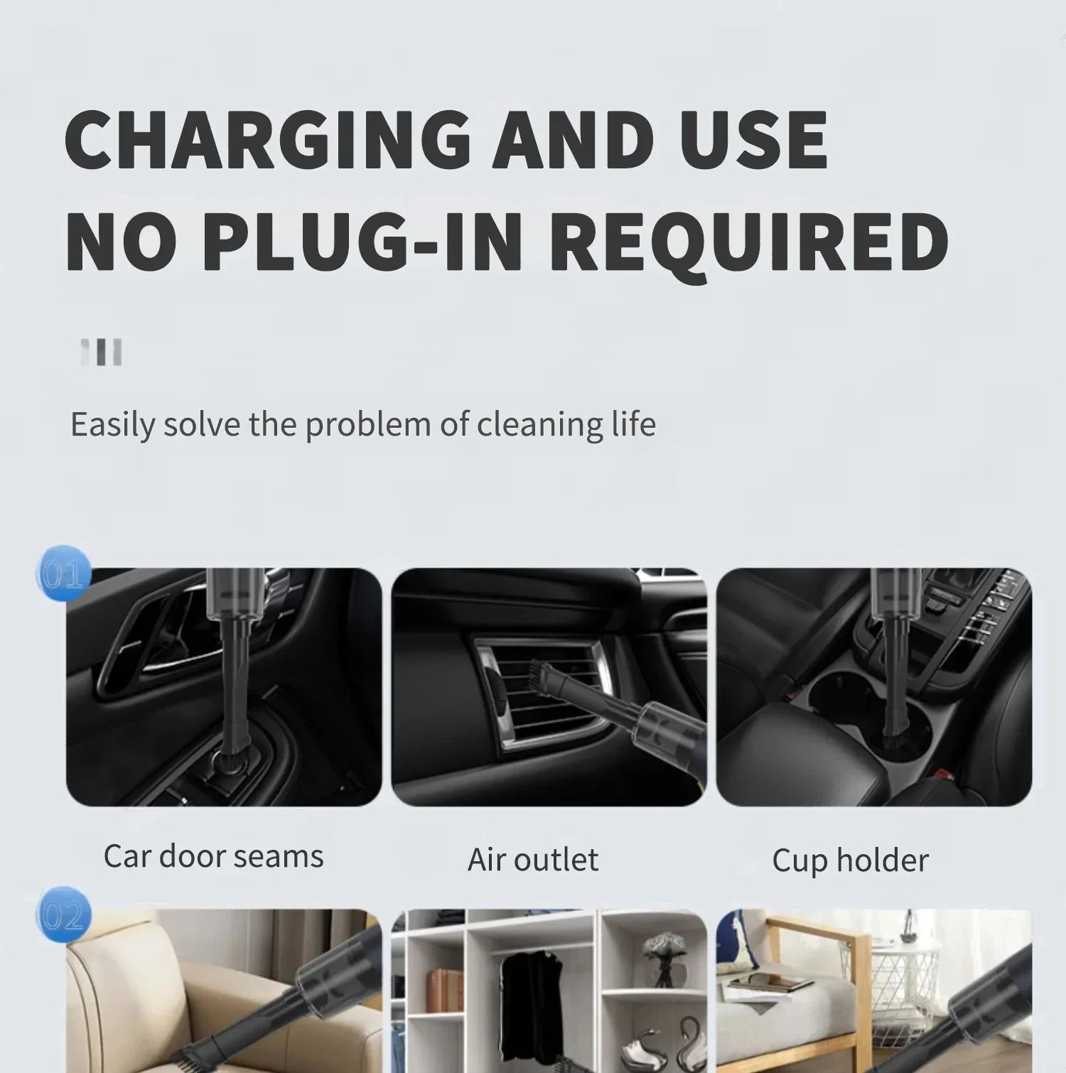 CENRR 98000PA Powerful Mini Car Vacuum Cleaner Cordless Wireless Car Cleaner HandHeld Portable Vacuum Cleaner Air Gun
