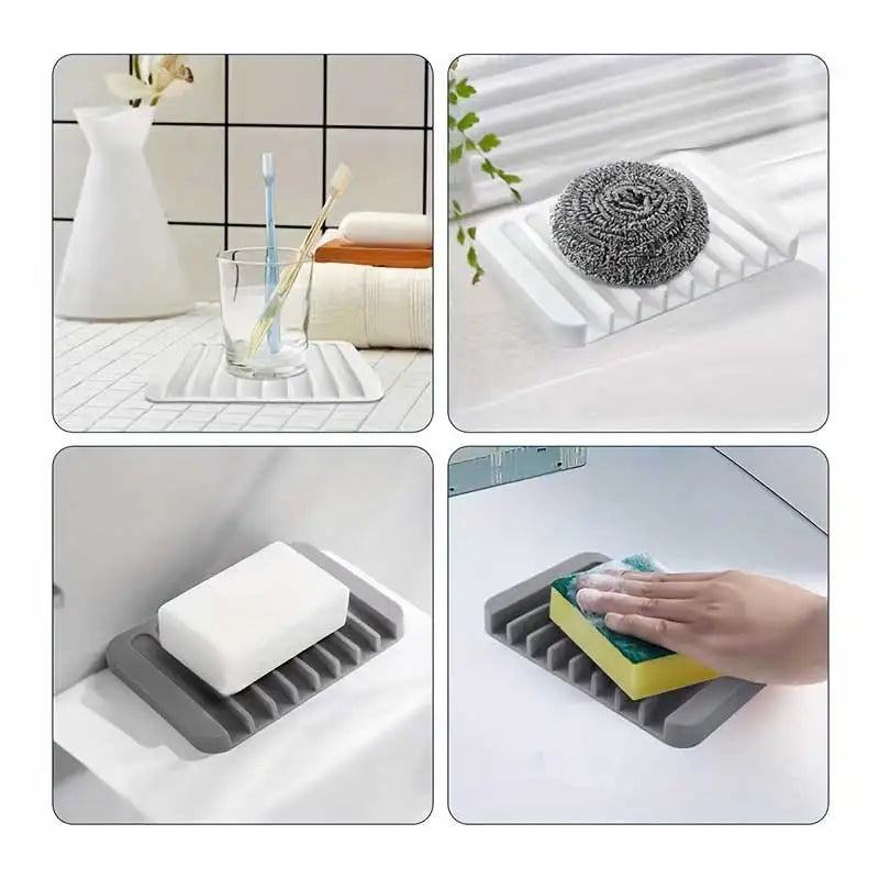 Porte-savon silicone antidérapant avec égouttoir