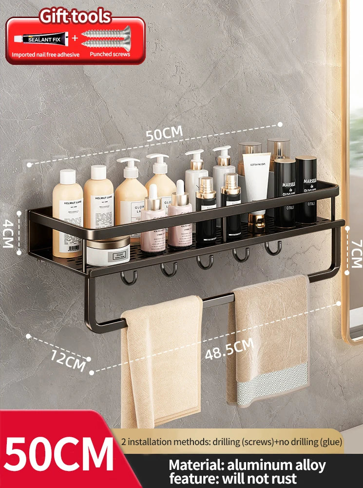 Bathroom Rack Bathroom Shelf Toilet Space Aluminum Hanging Rack Bathroom Organizer Hang on the Wall
