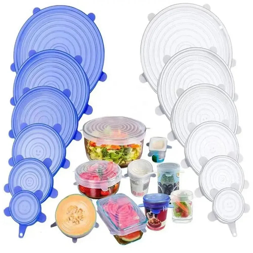 Couvercles silicone alimentaire réutilisables — lot de 6
