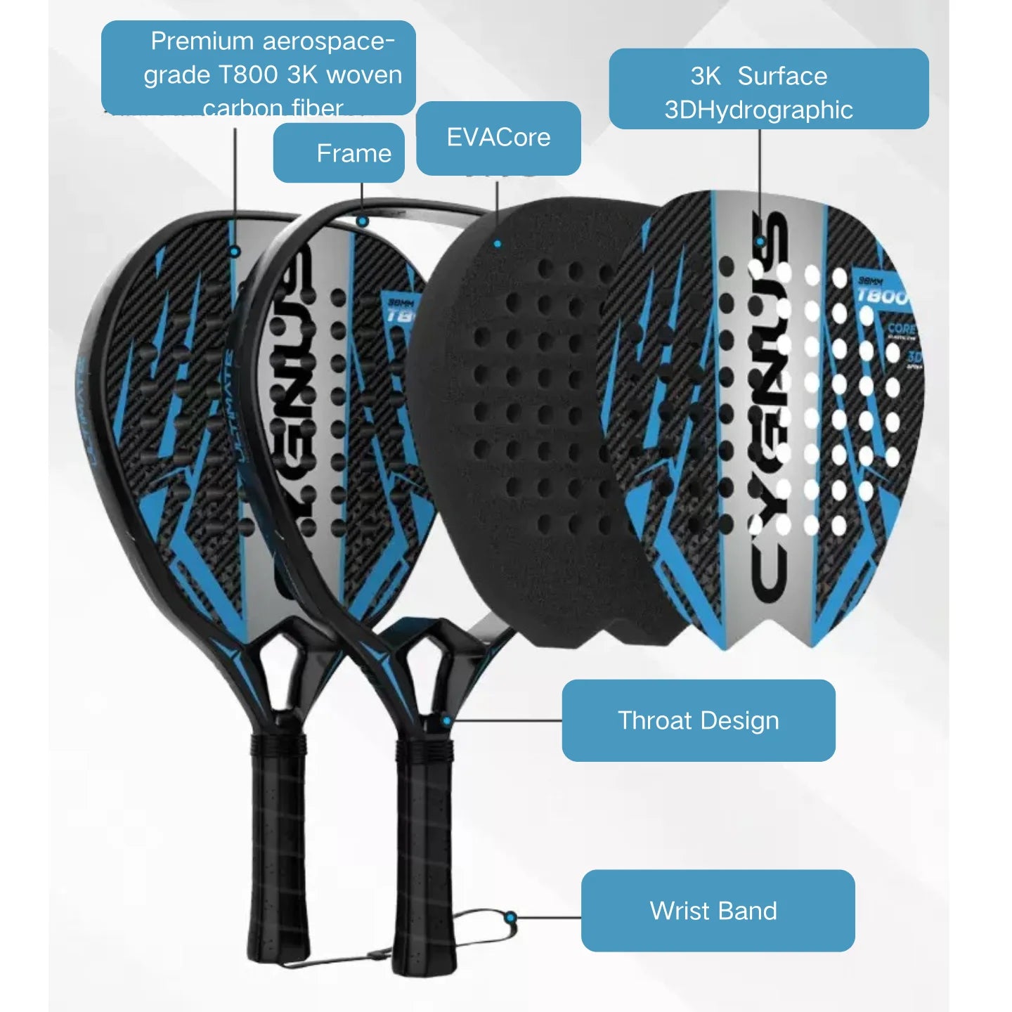 DUALE  FORCE II  3K T800 Padel Racket ,Combo Power and Control, Hybrid Padel for Intermediate and Advaced All-Court Players