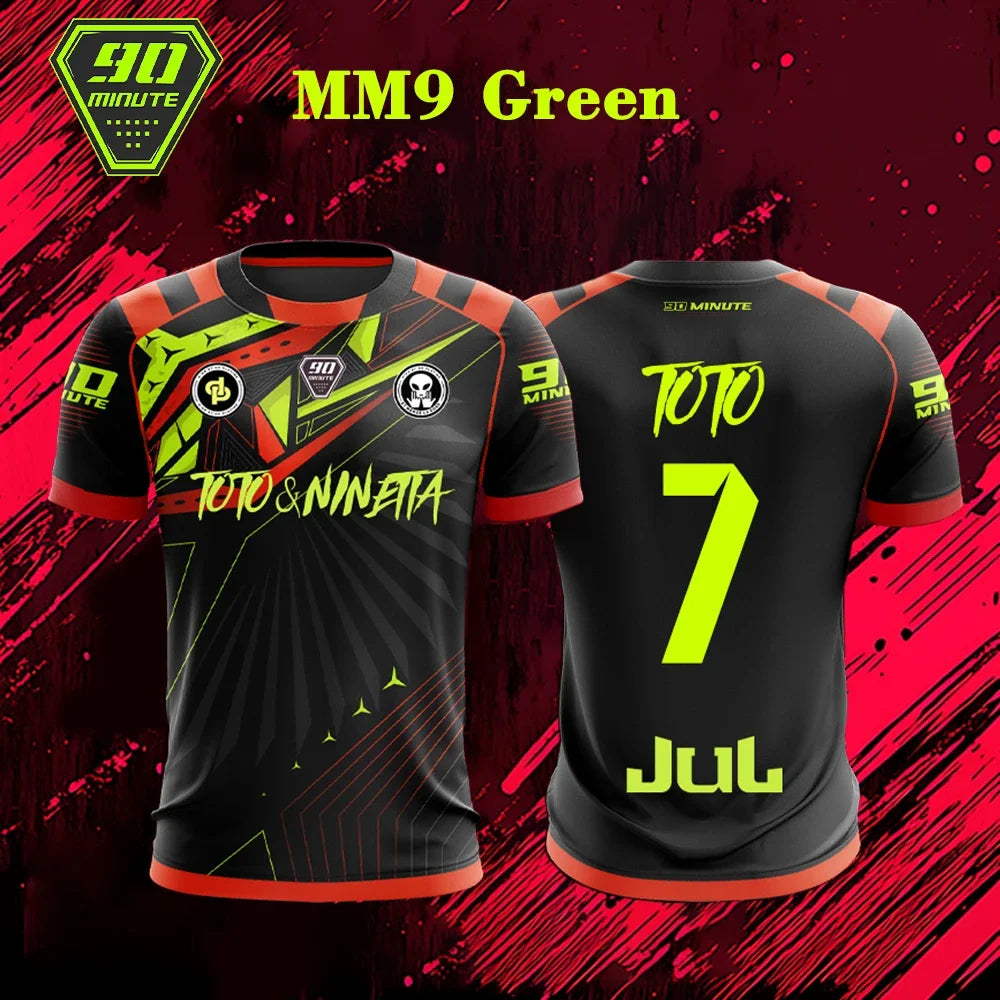 MM9 JUL 90 Minute Series 3D Sport Quick-dry Breathable Men Tshirt Football Jersey Team Training Racing Parent-child Short Sleeve
