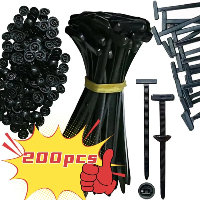 200/100/50Pcs Self-Locked Nylon Cable Tie Push Clips Wire Tie Released Zip Straps Car Pipe Cable Fastener Bundle Fixed Binding