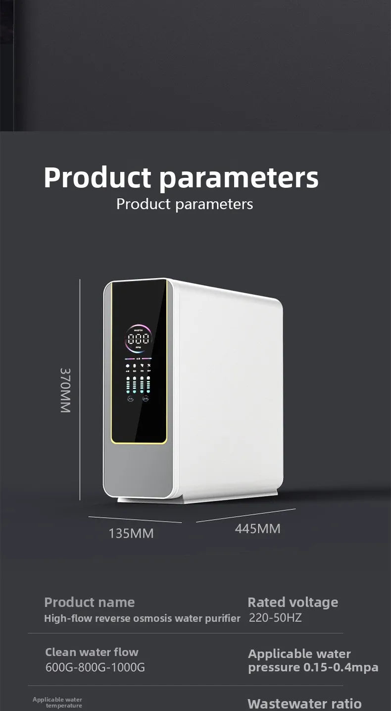 Kitchen Water Purifier Reverse Osmosis Water Filtration Water Purifier System 600G/800G Flow Rate, Reduced TDS, , 2:1 Drainage Ratio