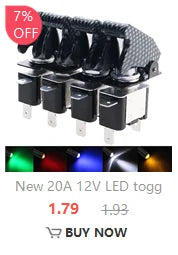 Auto Car Boat Truck Illuminated Led Toggle Switch With Safety Aircraft Flip Up Cover Guard Red Blue Green Yellow White 12V20A