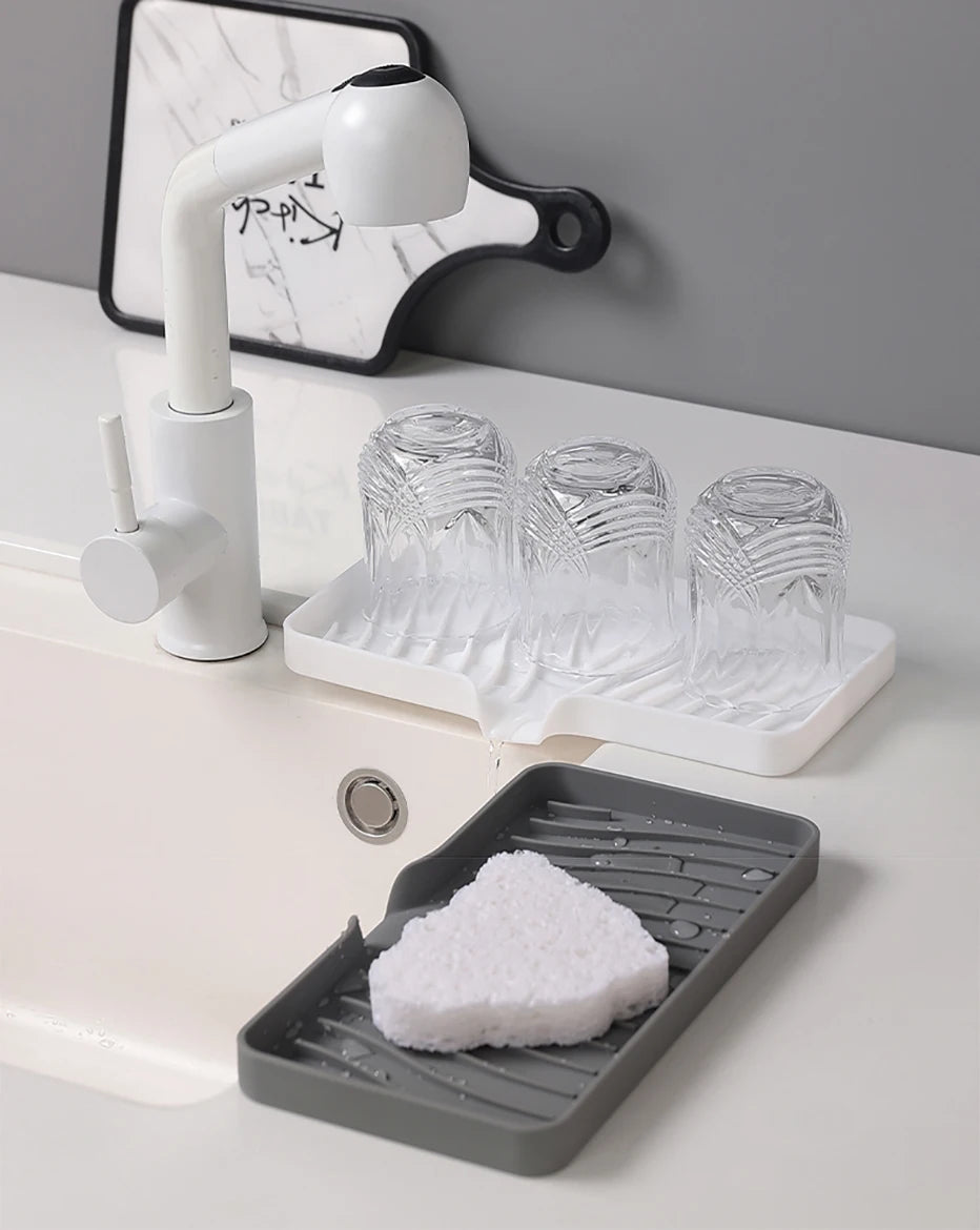 1-Pack Silicone Drain Soap Box Kitchen Bathroom Anti-slip Sink Tray Creative Washing Table Soap Tray Free Punch Drain Rack