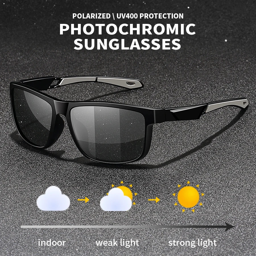 Photochromic Polarized Sports Vintage Sunglasses Men Women Fishing Cycling Driving Mountaineering Chameleon Sun Glasses