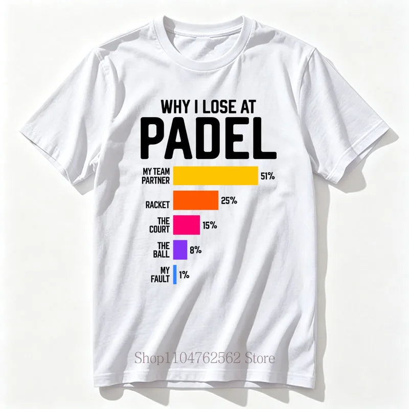 Padel Graphic Print T-shirts for Men Summer Casual Fashion High Street Comfort Punk Tops Crew Neck Short Sleeve Cotton Tees