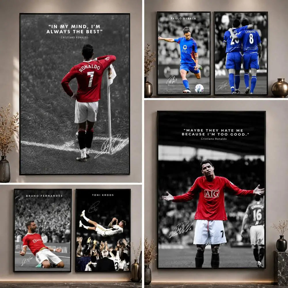 S-occer Sport Player Portrait Poster High-Definition Waterproof Eco-Friendly Non-fading For Kitchen Bathroom Wall Bedroom Decor