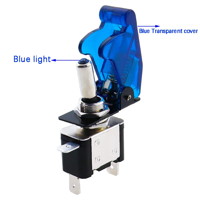 Auto Car Boat Truck Illuminated Led Toggle Switch With Safety Aircraft Flip Up Cover Guard Red Blue Green Yellow White 12V20A