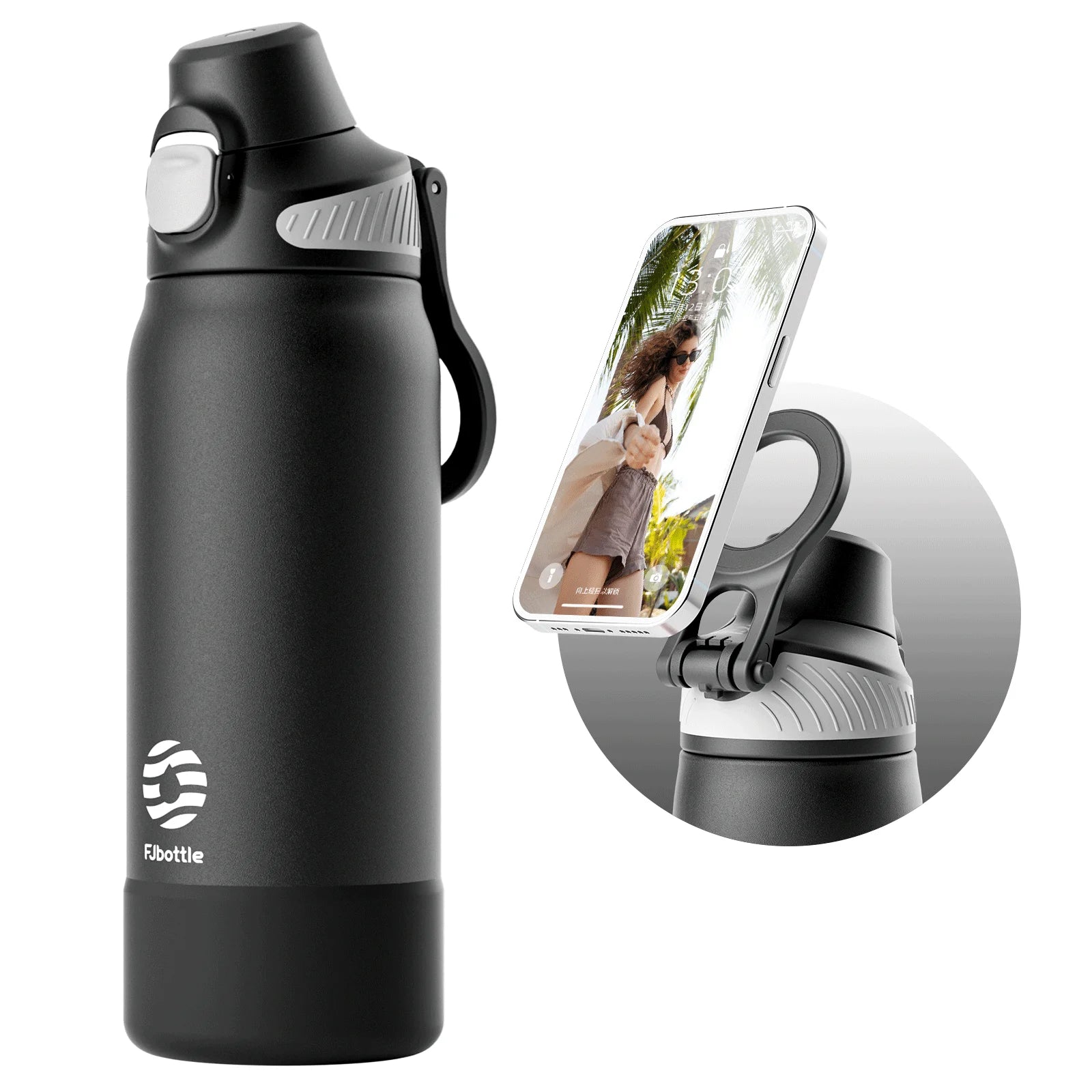 Fjbottle Bouteille thermique magnétique étanche et portable 600ml/1000ml pour sport, voyage et camping