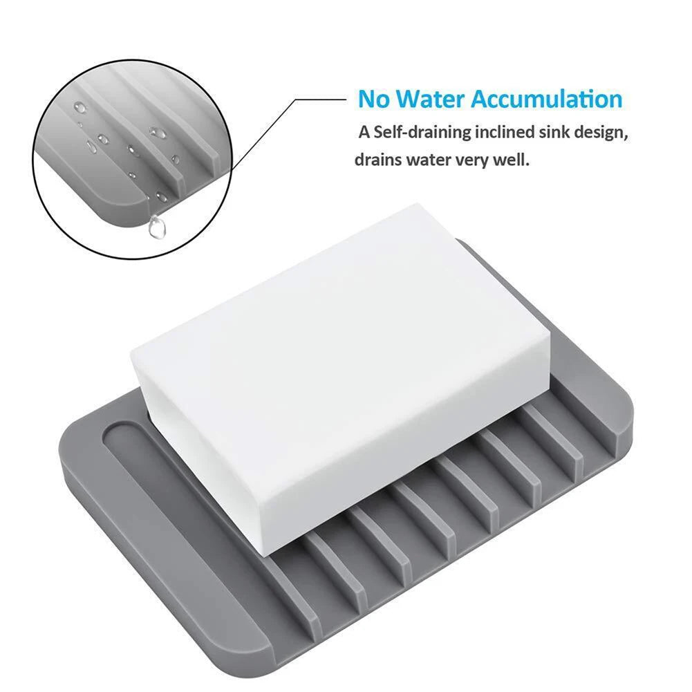 1/2 Pcs High Quality Silicone Self Draining Soap Dishes Innovative Soap Holder Saver Silicone Soap Holder Anti Slip Pad