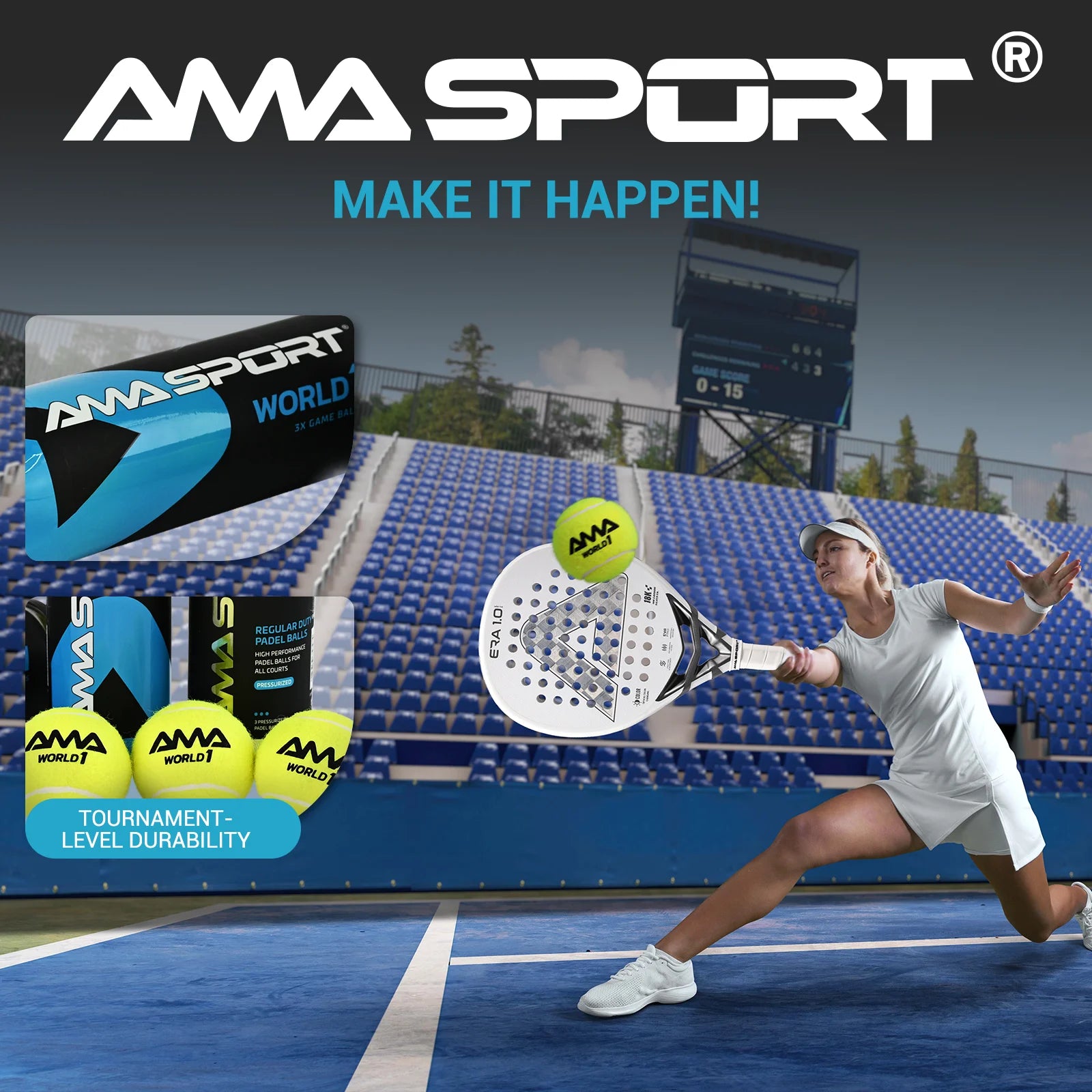 AMASPORT Professional Tennis  Padel Paddle Training Ball 3Pcs Match Balls High Elasticity Resistant Durable Excesice