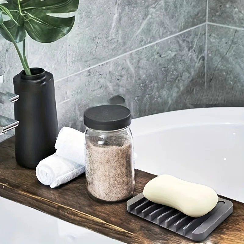 Porte-savon silicone antidérapant avec égouttoir