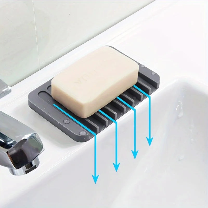 Porte-savon silicone antidérapant avec égouttoir