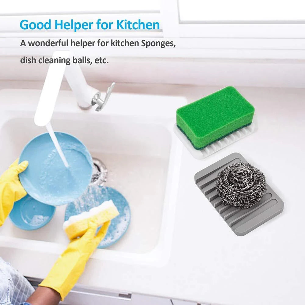 1/2 Pcs High Quality Silicone Self Draining Soap Dishes Innovative Soap Holder Saver Silicone Soap Holder Anti Slip Pad