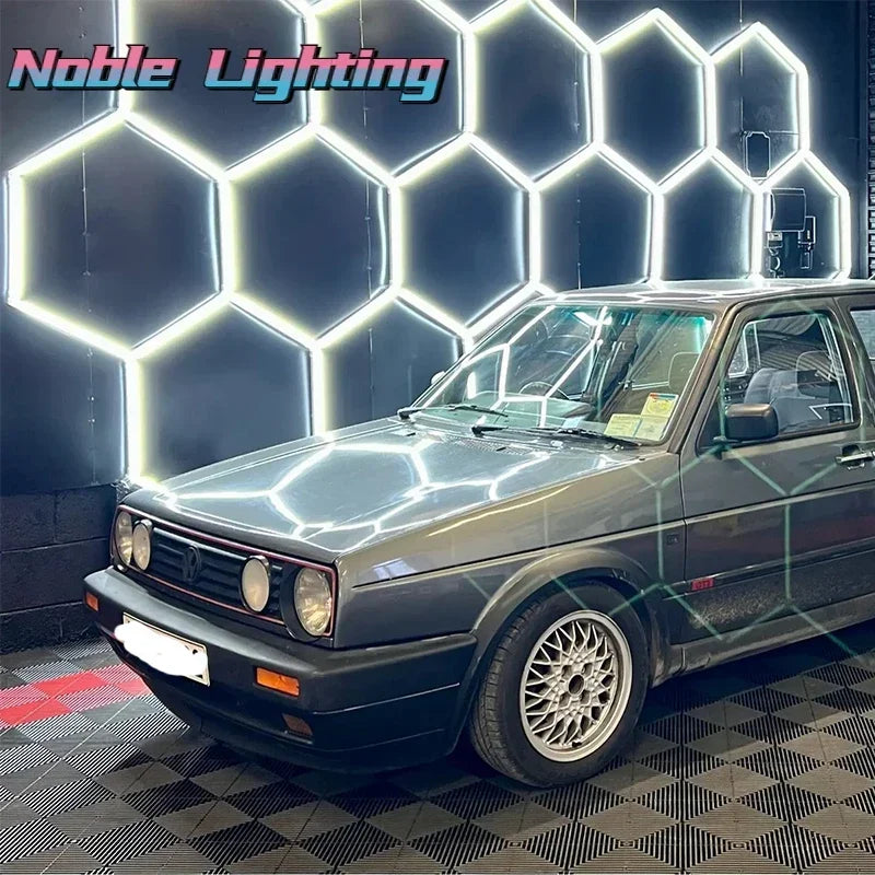 4x8M Garage Barbershop Gym Led Ceiling Light Hexagon Light 110V-240V Honeycomb Led Customized for Auto Car Detailing Workshop