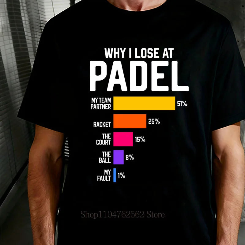 Padel Graphic Print T-shirts for Men Summer Casual Fashion High Street Comfort Punk Tops Crew Neck Short Sleeve Cotton Tees