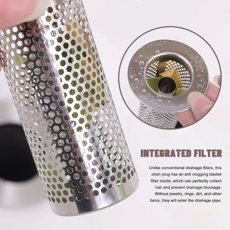 Stainless Steel Floor Drain Filter Washbasin Plug Anti Odor Pop-Up Bounce Core Basin Stopper Hair Catcher Shower Sink Strainer