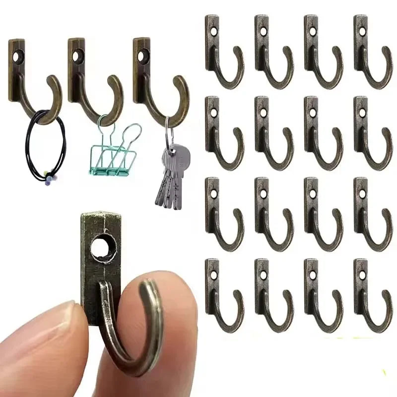 10Pcs Vintage Hooks Wall Hanger Curved Buckle Horn Lock Clasp Hook For Wooden Jewelry Box Furniture Home Decor