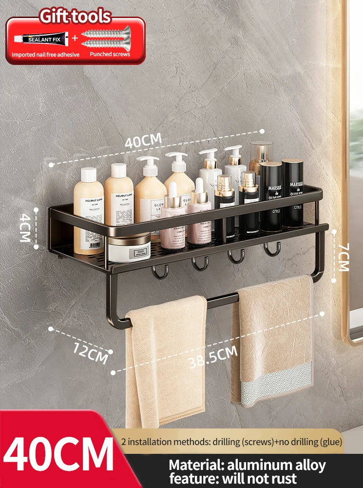 Bathroom Rack Bathroom Shelf Toilet Space Aluminum Hanging Rack Bathroom Organizer Hang on the Wall