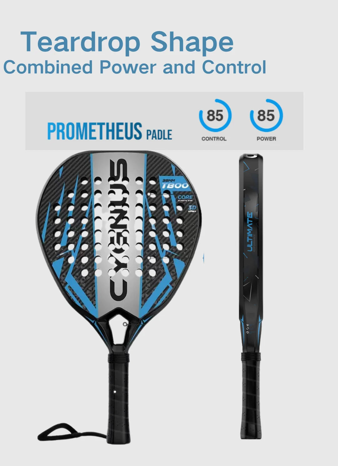 DUALE  FORCE II  3K T800 Padel Racket ,Combo Power and Control, Hybrid Padel for Intermediate and Advaced All-Court Players