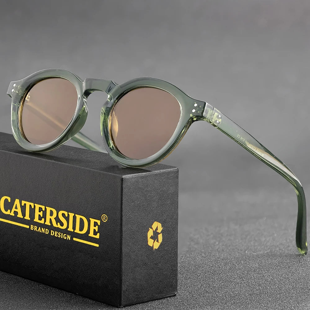 CATERSIDE Round Polarized Sunglasses Men Vintage TR90 Frame High-Quality Sun Glasses for Women Driving Fishing Eyewear UV400
