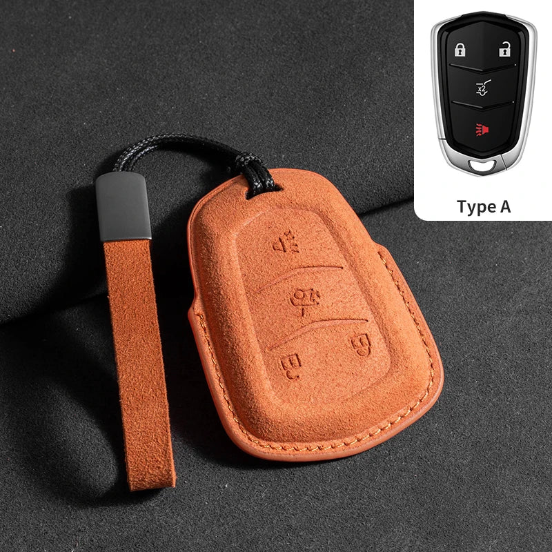 Suede Car Key Case Cover For Cadillac CT4 CT5 ATS CT6 CTS DTS XT5 Escalade ESV SRX STS XT4 Car Key Protective Shell Accessories