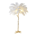 Lampadaire LED plumes d'autruche style nordique, cuivre et résine, décoration salon et chambre