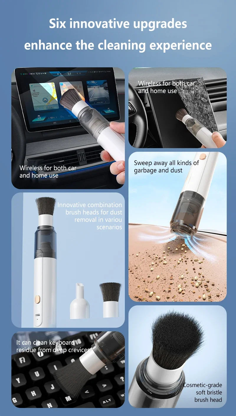 Portable Mini Handheld Vacuum Cleaner 3-in-1 Suction/Blow/Water Absorption Strong Suction for Car Coffee Powder Desktop Cleaning