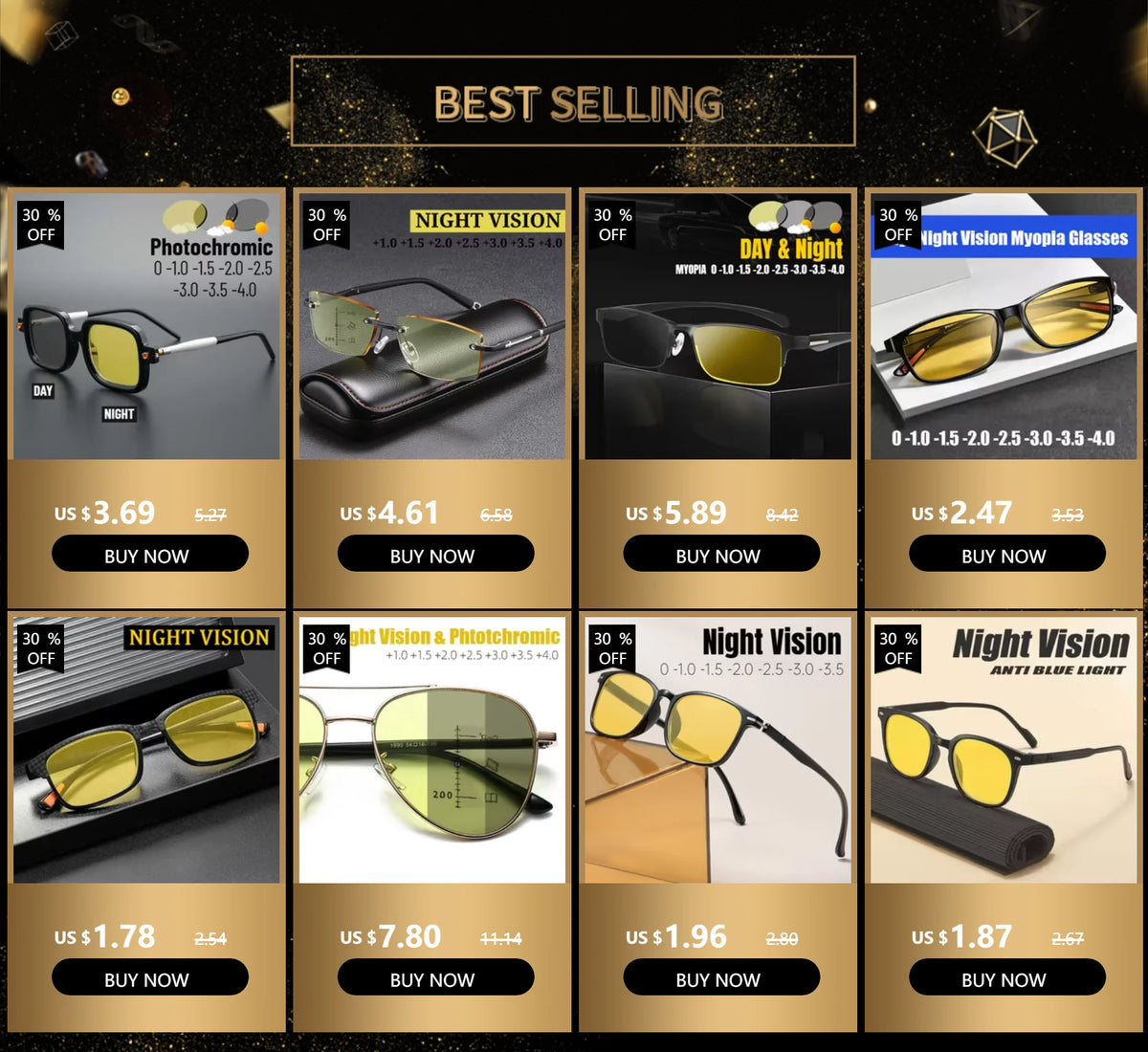 Round Frame Yellow Lens Night Vision Glasses for Men Women Ultralight Blue Light Blocking Eye Protection Eyewear for Driving