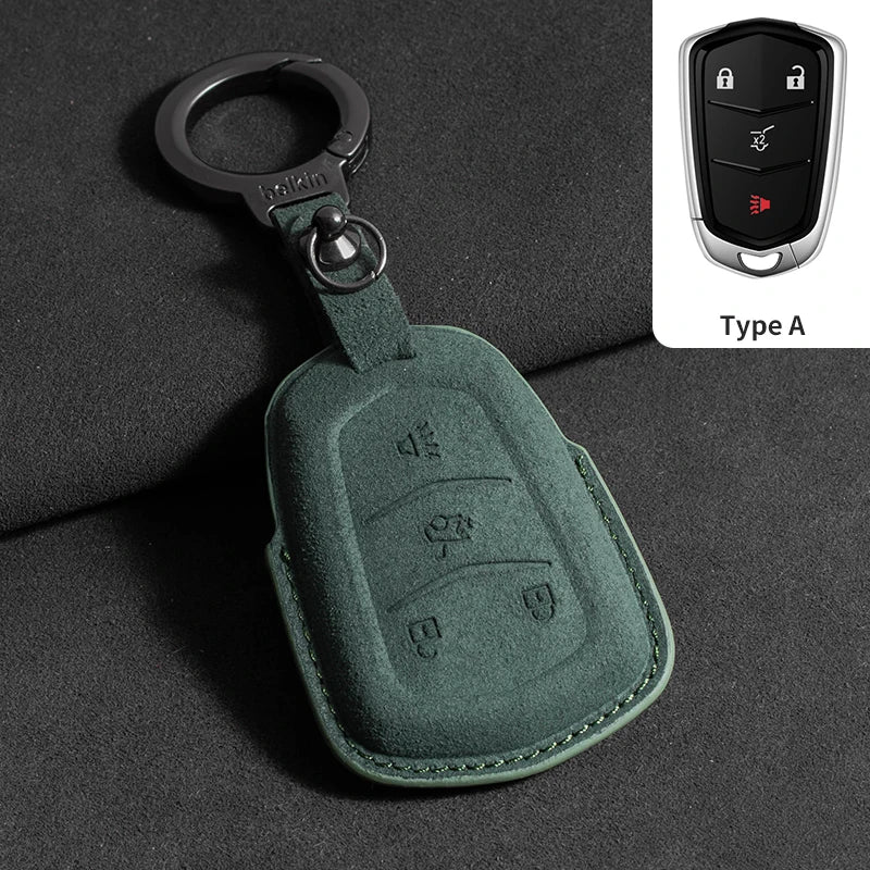 Suede Car Key Case Cover For Cadillac CT4 CT5 ATS CT6 CTS DTS XT5 Escalade ESV SRX STS XT4 Car Key Protective Shell Accessories