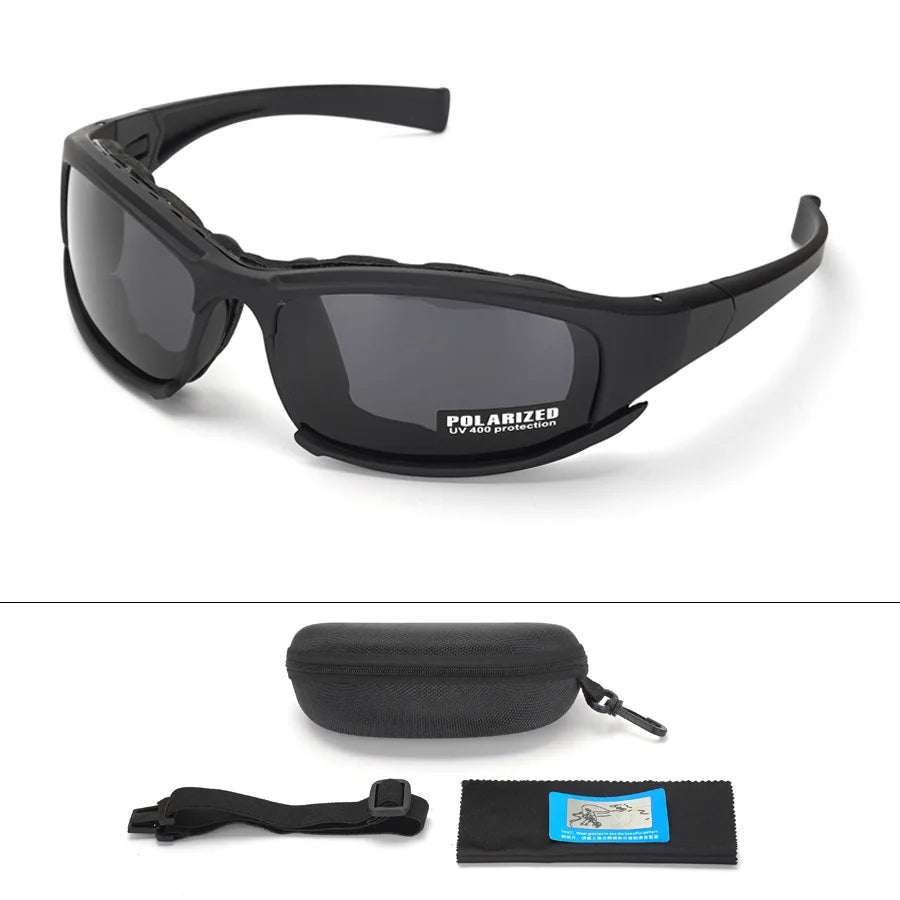 New 4 Lens Tactical Goggles - Polarized Windproof & Dustproof Safety Glasses for Outdoor Sports (Climbing, Cycling, Fishing)