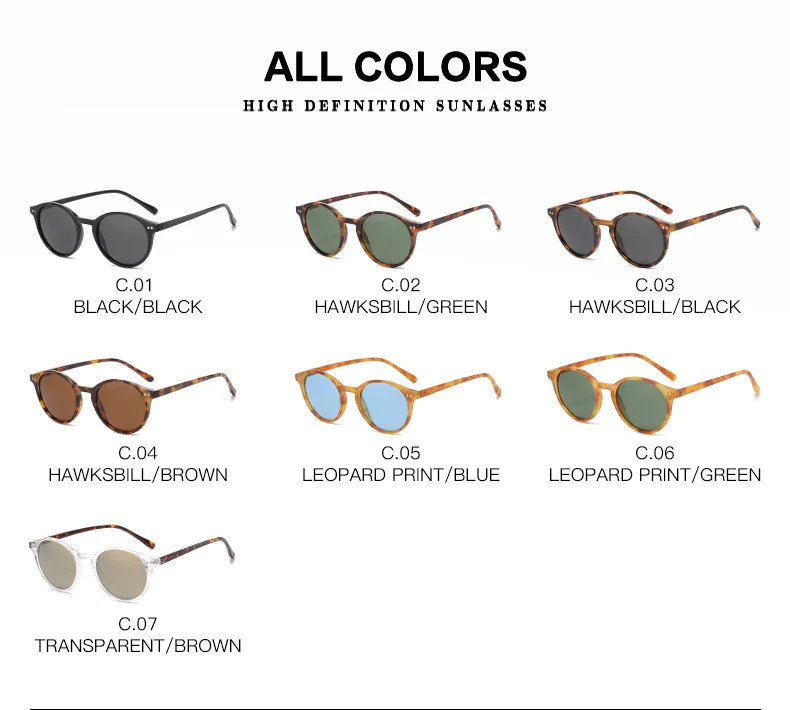 Retro Round Polarized Sunglasses Men Women Classic Leopard Frame Sun Glasses Fashion Black Driving Male Female Goggles UV400