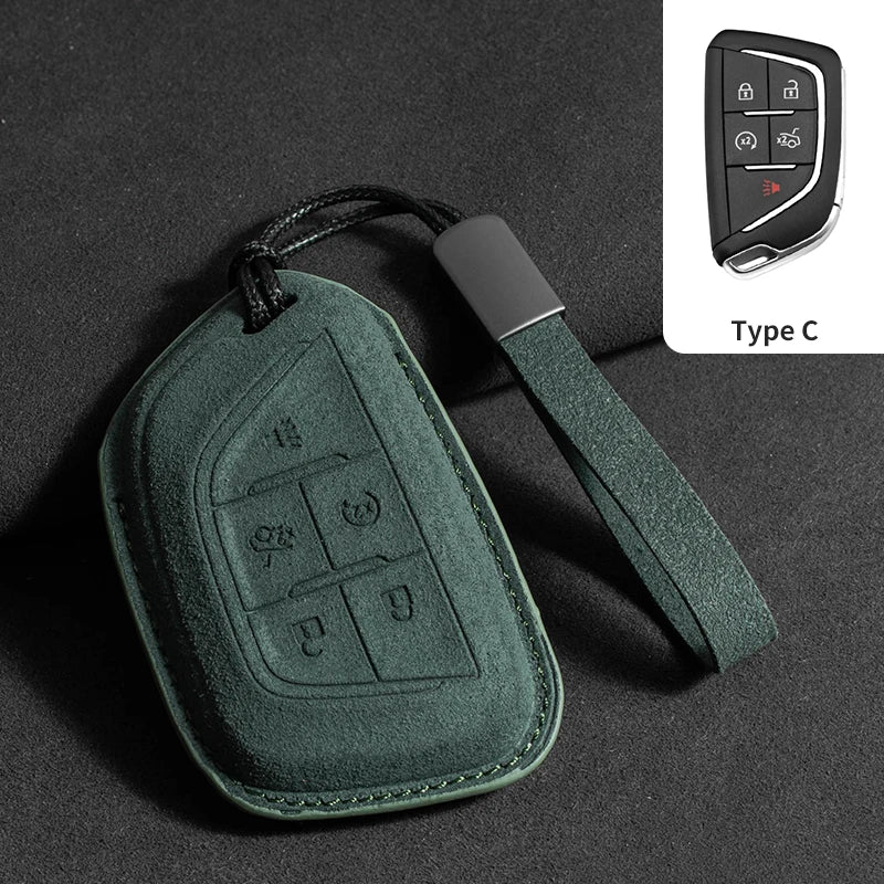 Suede Car Key Case Cover For Cadillac CT4 CT5 ATS CT6 CTS DTS XT5 Escalade ESV SRX STS XT4 Car Key Protective Shell Accessories
