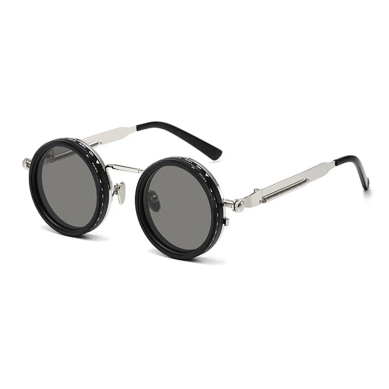 Polarized Round Sunglasses Men ND9 Adjustable Dimming Sun Glasses Women Retro Punk Fishing Eyeglasses Outdoor Shades UV400