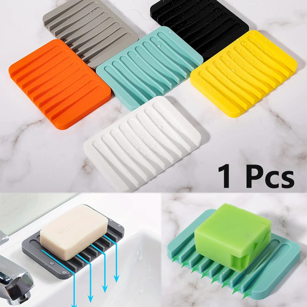 Porte-savon silicone antidérapant avec égouttoir