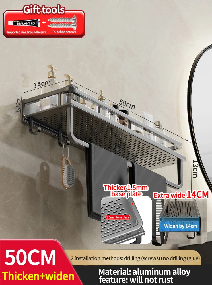 Bathroom Rack Bathroom Shelf Toilet Space Aluminum Hanging Rack Bathroom Organizer Hang on the Wall