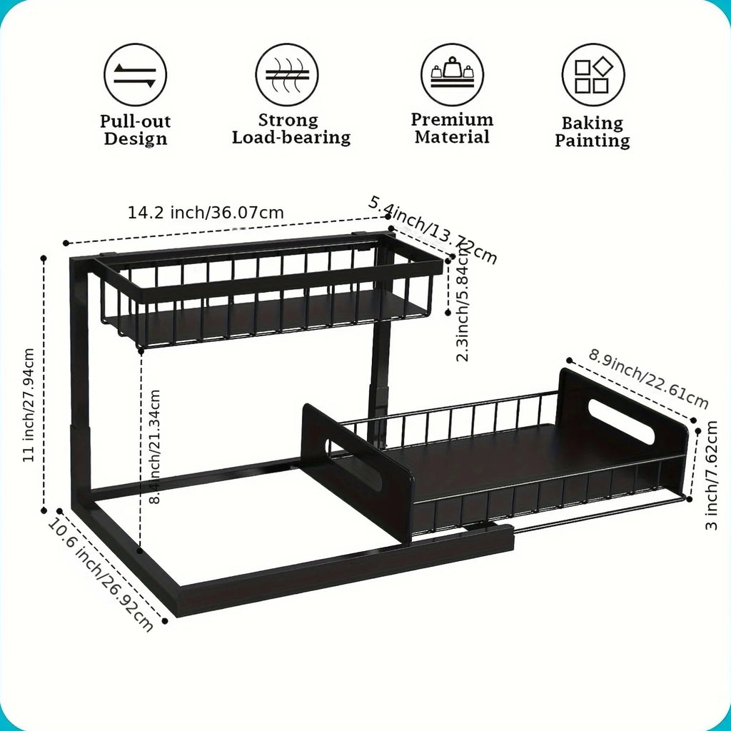 Under Sink Organizer, Pull Out Cabinet Organizer 2 Tier Slide Out Sink Shelf Cabinet Storage Shelves, Under Sink Storage