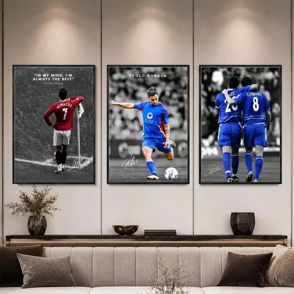 S-occer Sport Player Portrait Poster High-Definition Waterproof Eco-Friendly Non-fading For Kitchen Bathroom Wall Bedroom Decor