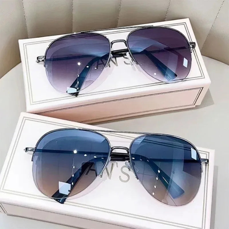 Men's Big Frame Pilot Sunglasses Fashion Gradient Lens Anti-reflective UV400 Sun Glasses Homme Lunette De Soleil (No Box)